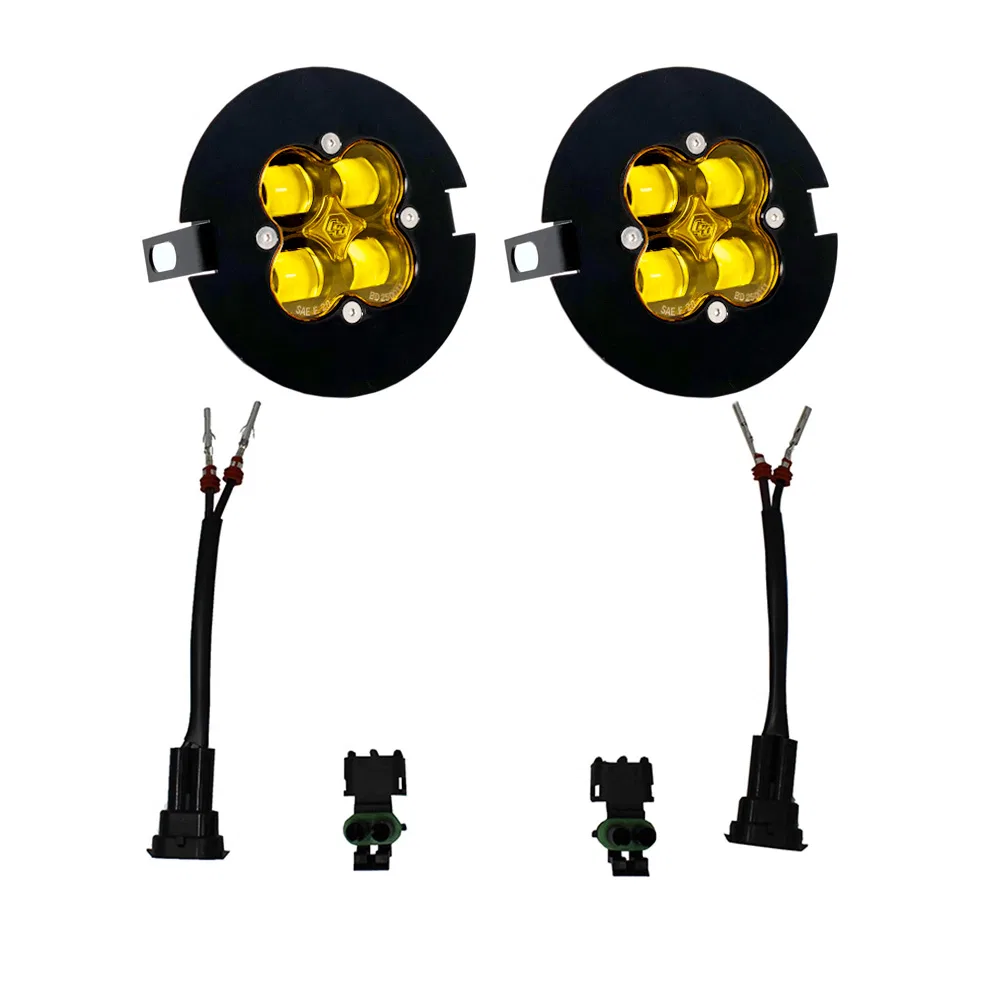 447705 – BAJA DESIGN Driving/ Fog Light, LED Round 29 Watt Fog Beam 2420 Lumens Amber Lens Black Housing Set Of 2 Wit...